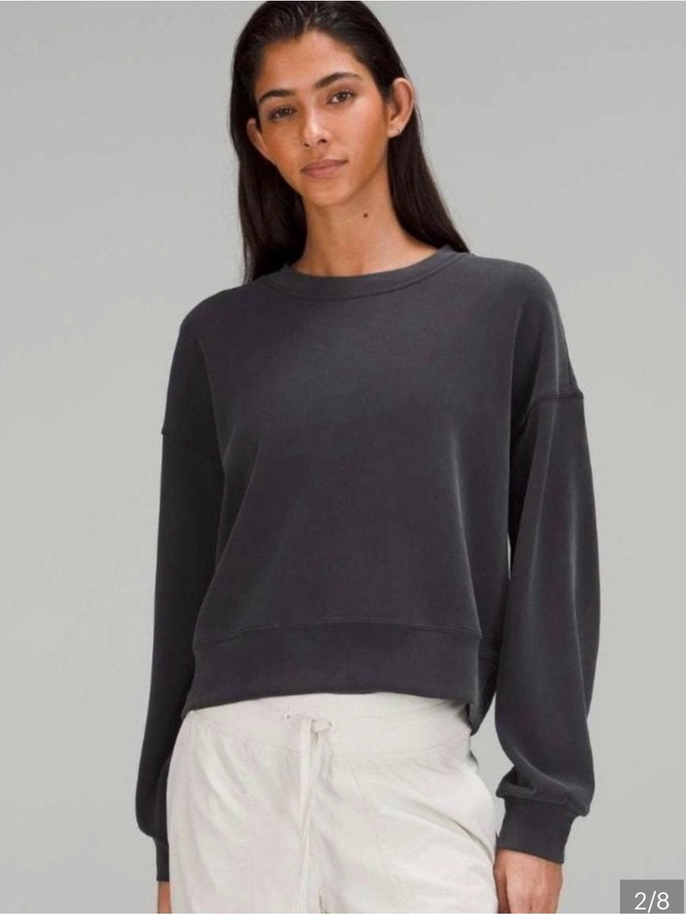 lululemon Ribbed Softstreme Perfectly Oversized Cropped Crew in Black